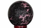 Polished Rhodonite with Manganese Oxide Sphere #218897-1